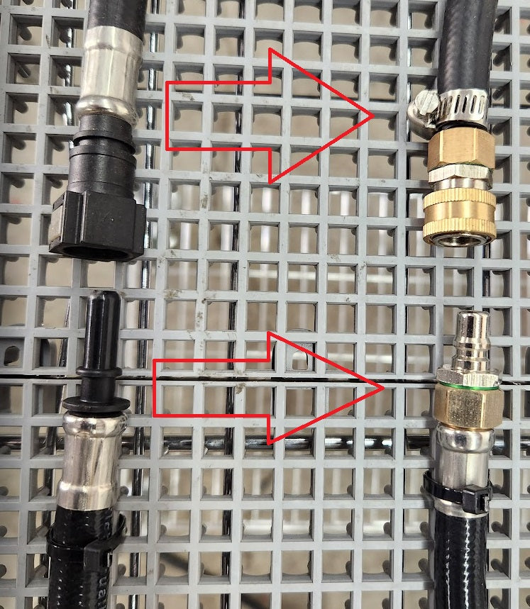 Strain relief hose with brass quick release kit