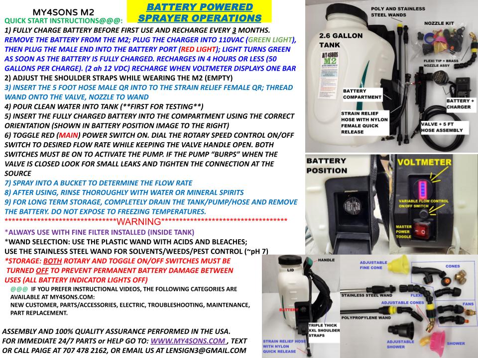 M2 Battery Powered Backpack Sprayer ***New ****