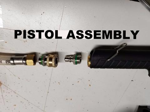 M4 PRO SPRAY PISTOL+ QUICK RELEASE (STAINLESS STEEL AND BRASS) With 5ft brass hose and strain relief brass hose