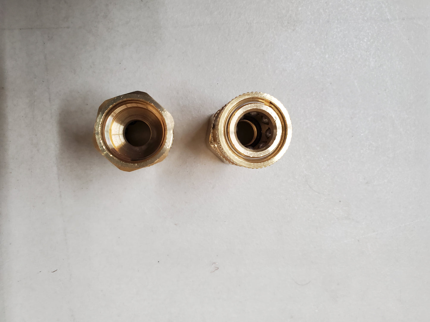 Quick Connect Female 1/4" to Female M18x1.5 Brass (Fits Pistol Barrels)