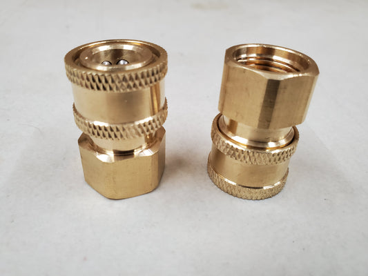 Quick Connect Female 1/4" to Female M18x1.5 Brass (Fits Pistol Barrels)