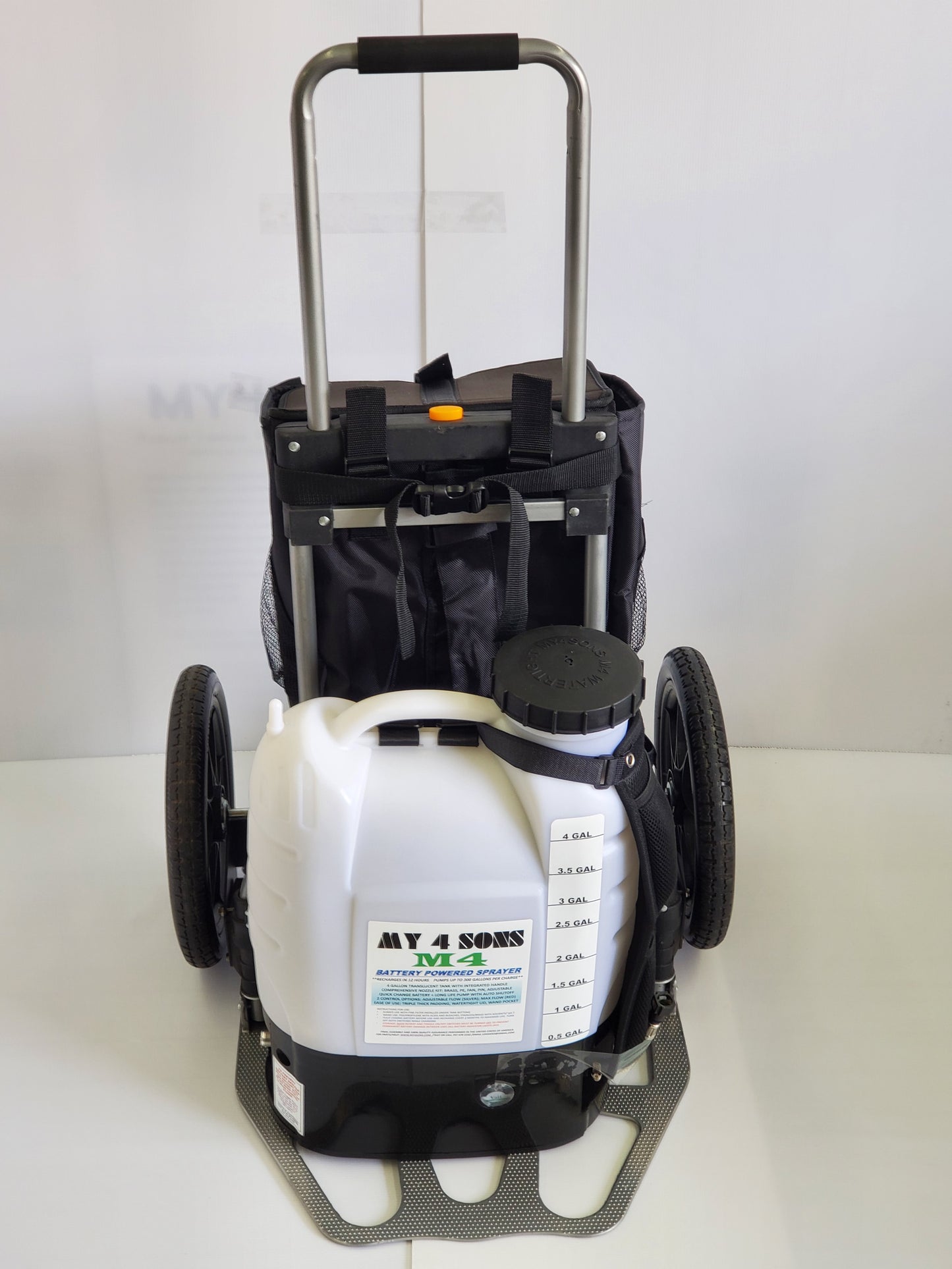 CART WITH MONSTER WHEELS Heavy Duty Super Compact Folding Hand Truck With 14inch Double Sealed Bearing Wheels (Does Not Include M4 Backpack Sprayer)
