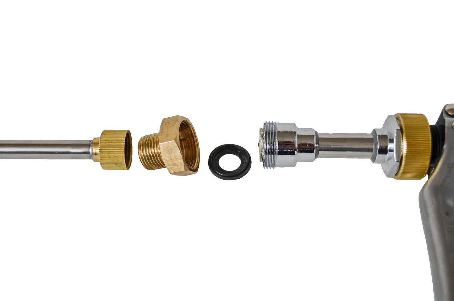 M4 PRO SPRAY PISTOL+ QUICK RELEASE (STAINLESS STEEL AND BRASS) With 5ft brass hose and strain relief brass hose