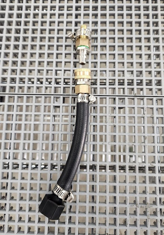 Strain relief hose with brass quick release kit