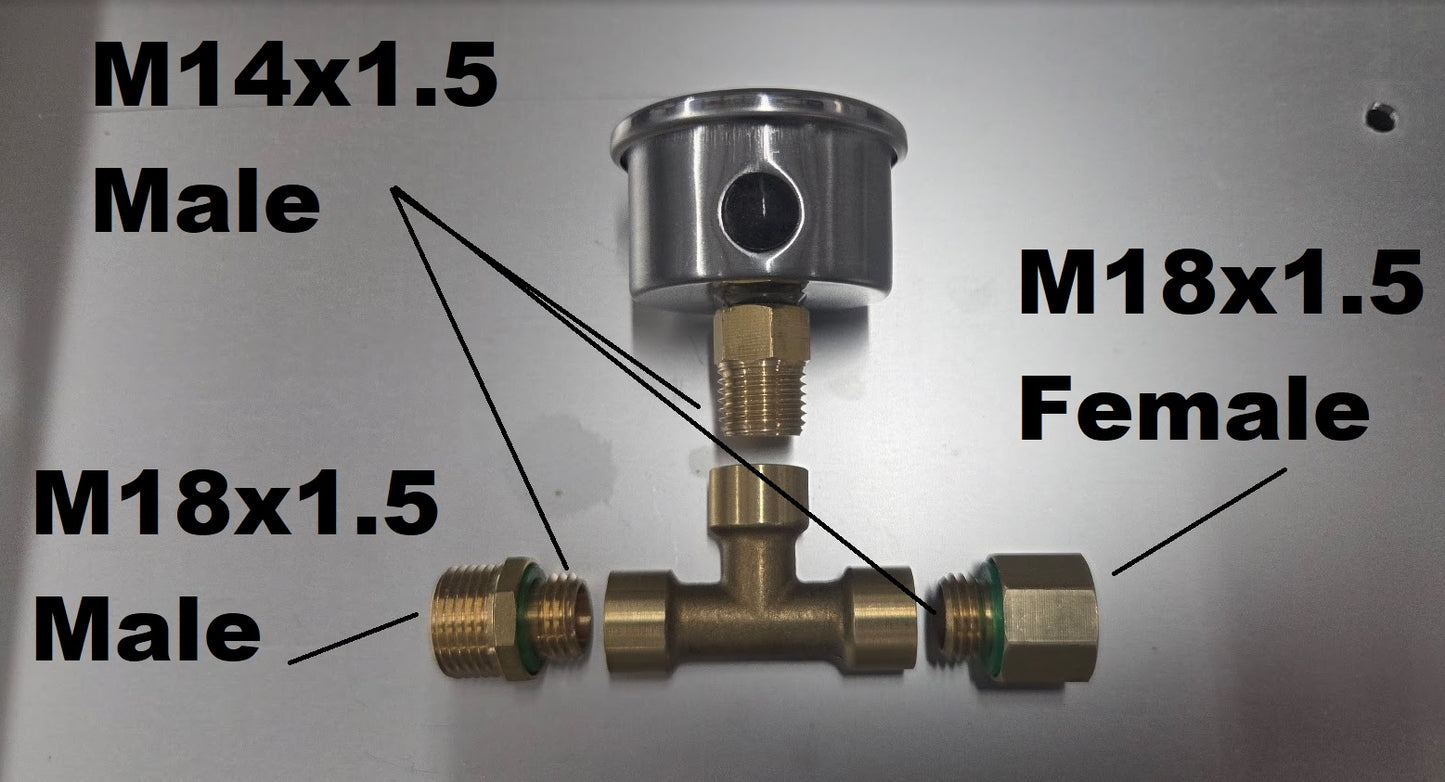 Pressure Gauge (0-150 psi Stainless Steel With Brass M14/18 T Connector)