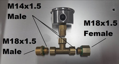Pressure Gauge (0-150 psi Stainless Steel With Brass M14/18 T Connector)