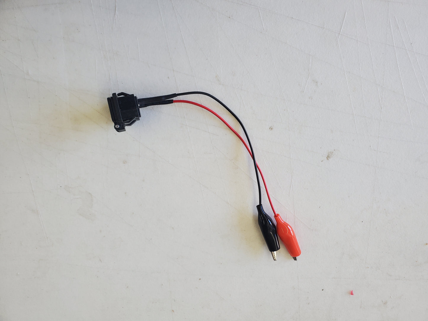 External battery charger adapter w/alligator clips